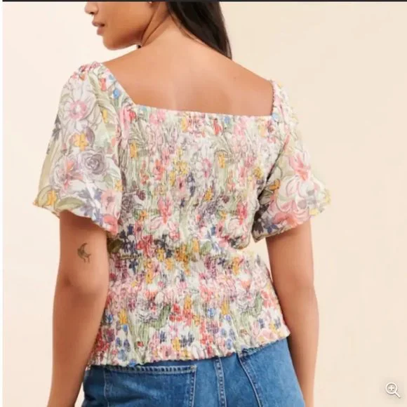 Anthropologie Floral Aurelia Smocked Top - Picture 12 of 12